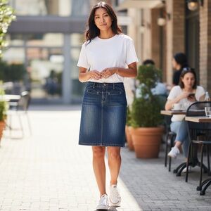 Point  Zero Dark Blue Denim Pencil Skirt size 27